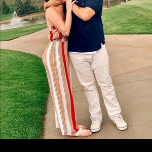 Stripped Strapless Jumpsuit